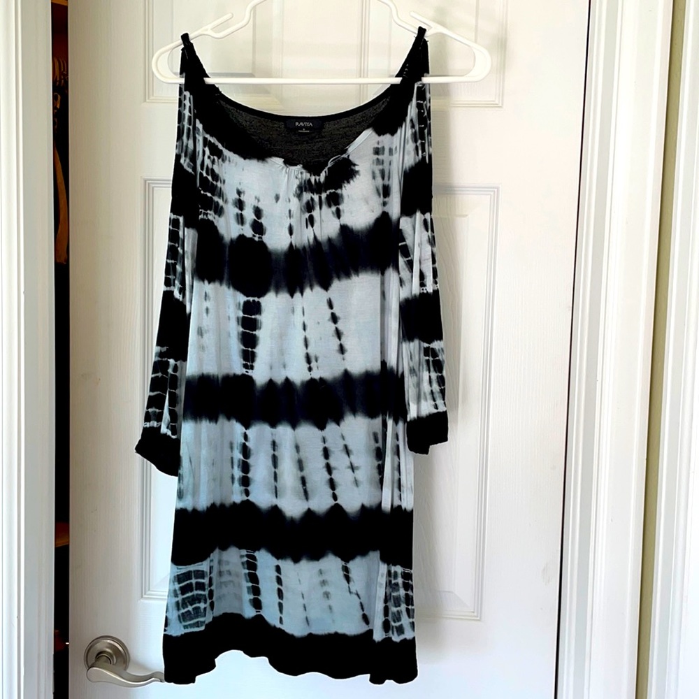Tie Dye Cold Shoulder Dress Cover Up